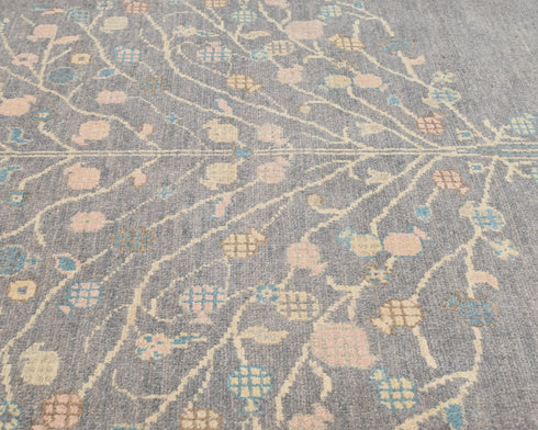 3x5 Gray Kuba Afghan Hand Knotted Wool Area Rug